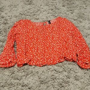 Floral half sleeve crop top